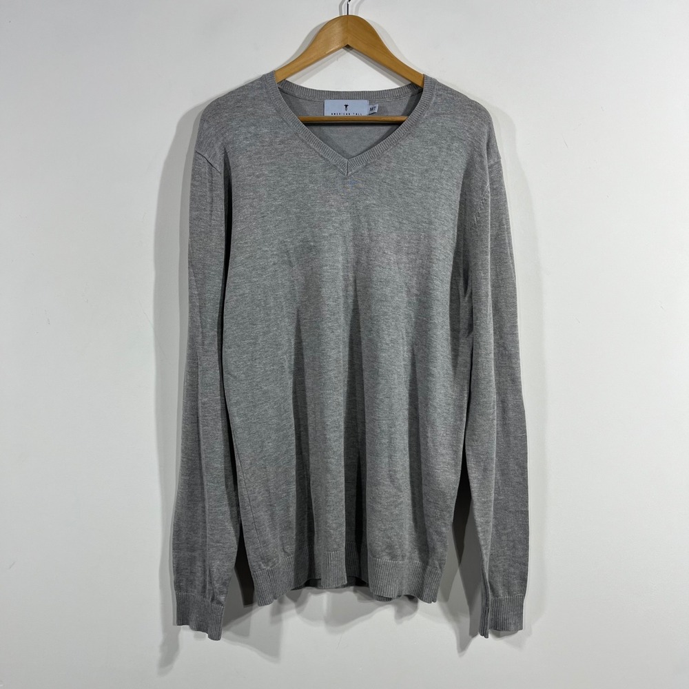 American Tall Mens Old Money Preppy Sweater Gray Knit Medium Tall Quiet Luxury